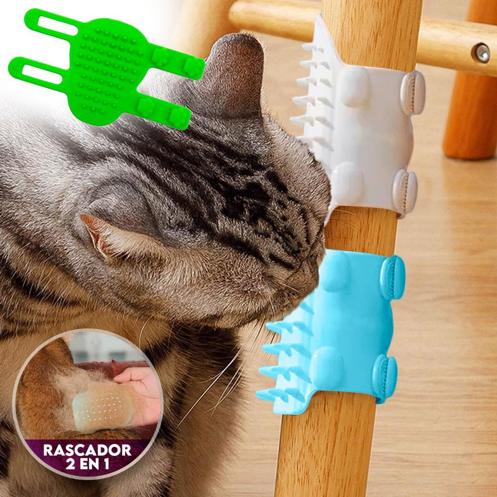 Rascador Quita Pelos Para Gato Flexible 2 en 1 Cepillo Masajeador Elimina Estrés