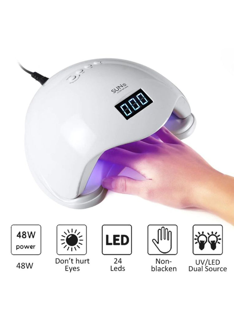 Lampara secado de uñas LED UV 48W + kit pulidor de uñas