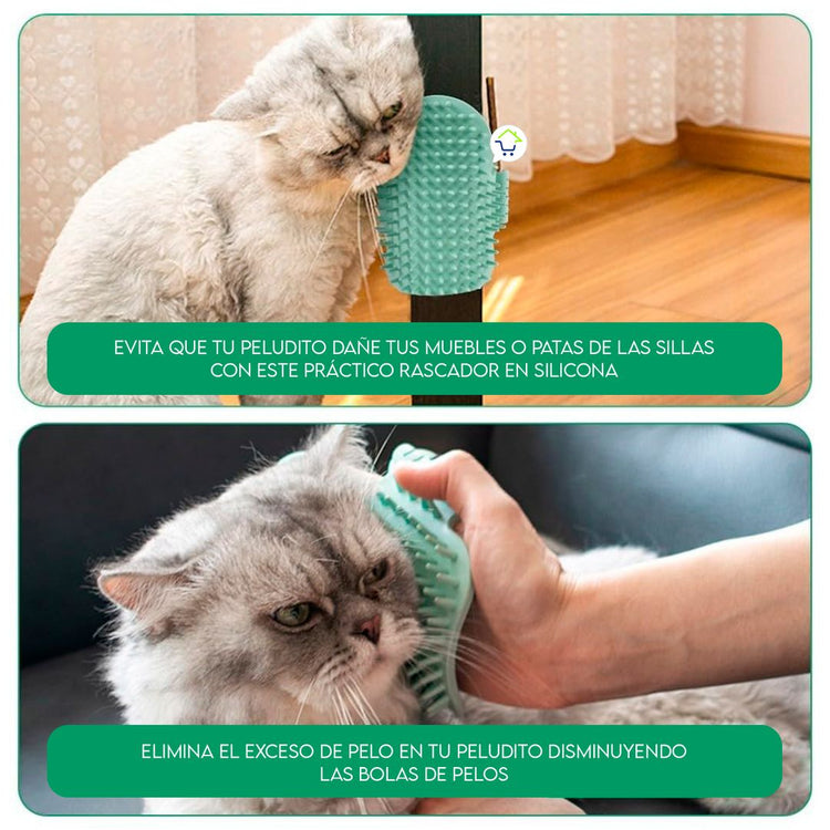 Rascador Quita Pelos Para Gato Flexible 2 en 1 Cepillo Masajeador Elimina Estrés