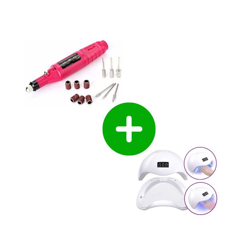 Lampara secado de uñas LED UV 48W + kit pulidor de uñas