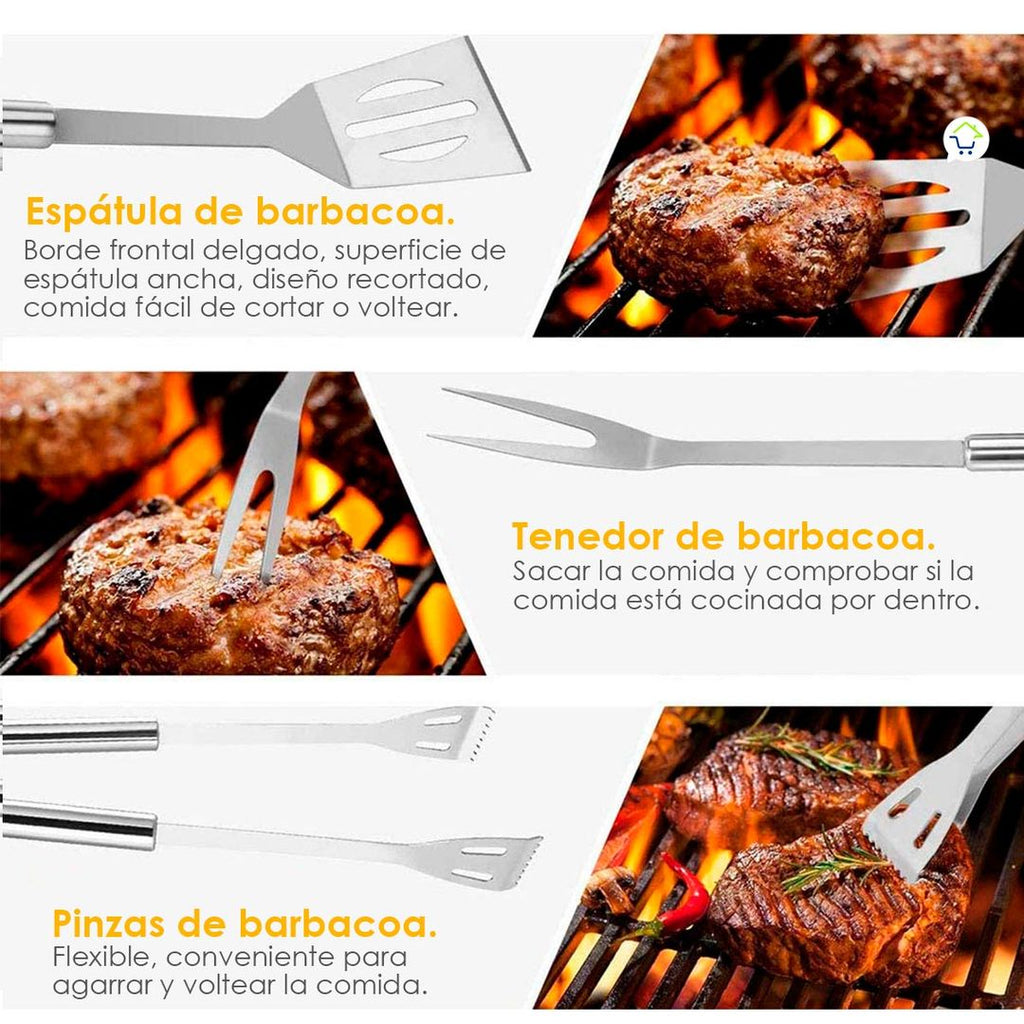 Kit Asado Bbq 7 Piezas Utensilios Cocina Kp05