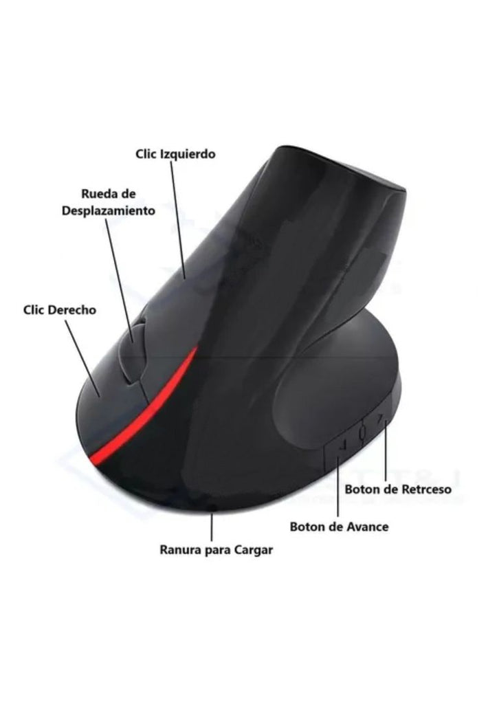 Mouse Vertical 5D inalámbrico - ergonomico y recargable