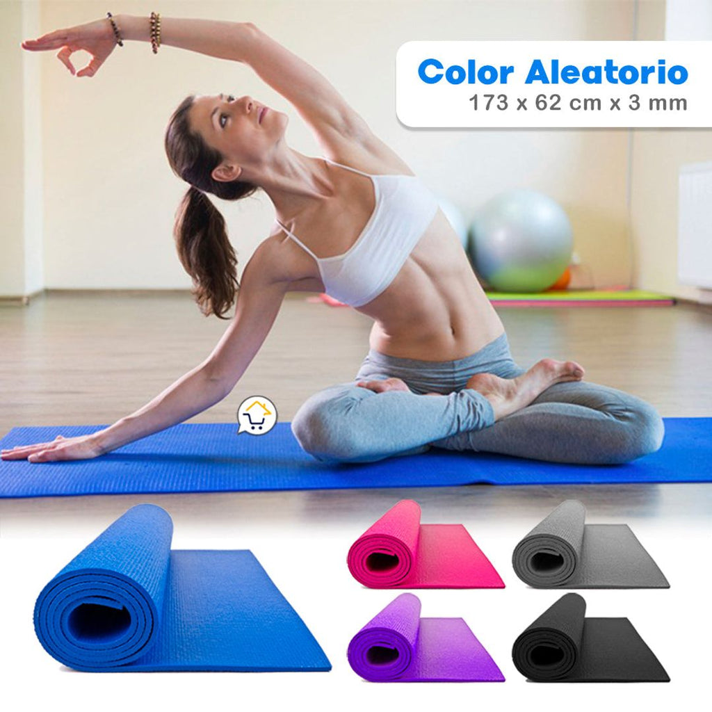 Mat Yoga Tapete Ejercicio Colchoneta Gimnasio Pilates 173 x 62 cm x 3 mm